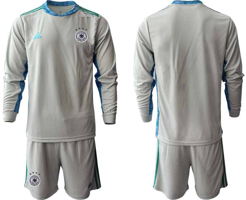 Men 2021 European Cup Germany grey Long sleeve goalkeeper Soccer Jersey->germany jersey->Soccer Country Jersey